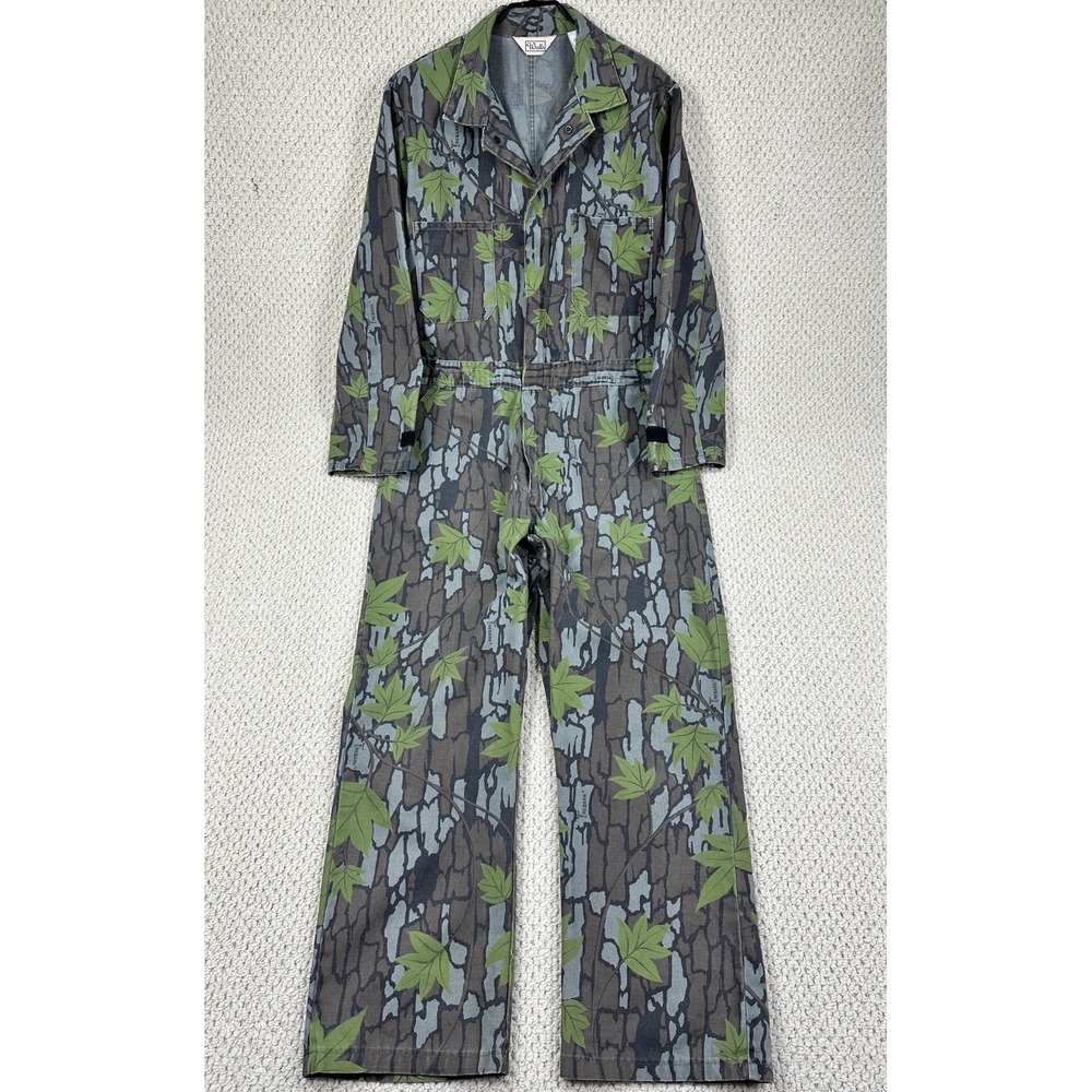 Vtg Walls Coveralls Mens L Reg Trebark Camo Outdoor Hunting Jumpsuit USA Made